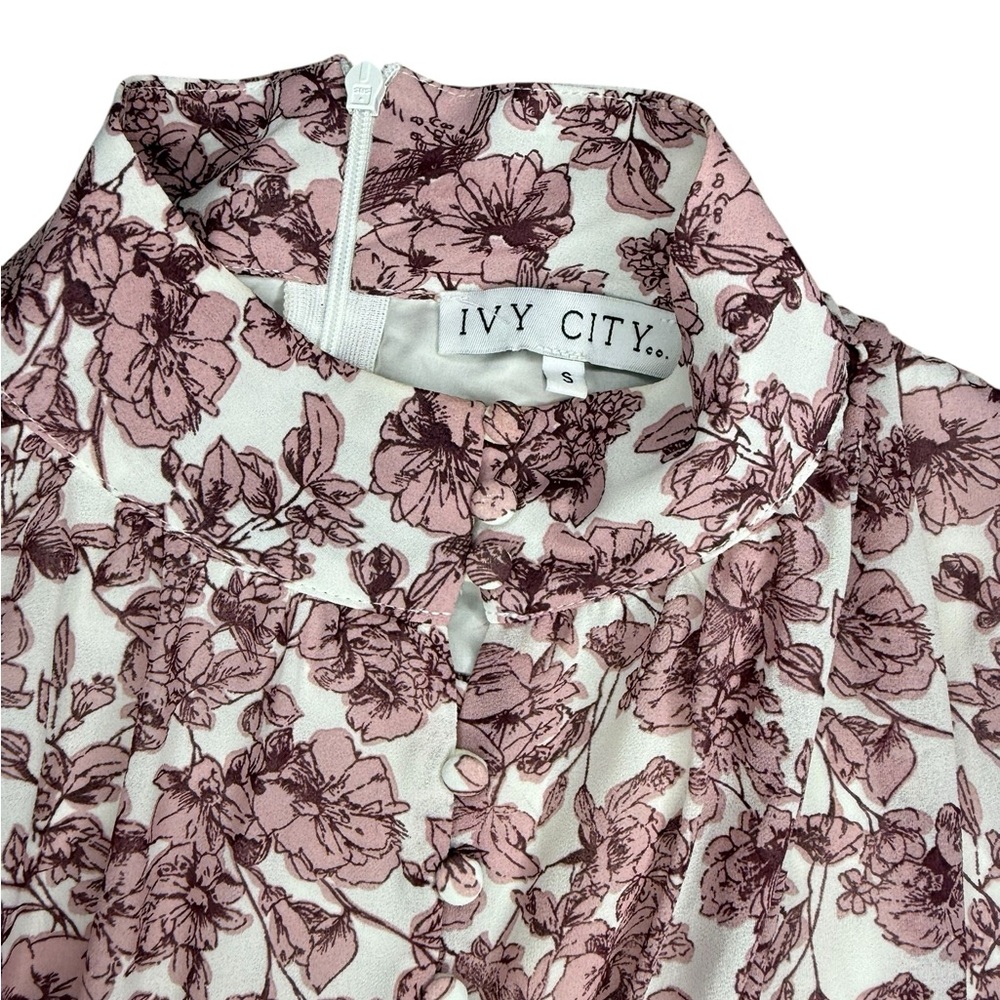Ivy City Co Pink Floral Long Sleeve Ruffle Dress - Picture 7 of 7